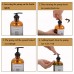 16oz Glass Soap Dispenser with Pump for Kitchen Sink and Bathroom - Amber Soap Pump Bottle with Funnel and 4 White Waterproof Labels for Hand Soap, Lotion, Dish Soap, Body Soap, Mixing Essential Oils