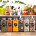 Aozita 14 Pcs Glass Spice Jars with Spice Labels - 8oz Empty Square Spice Bottles - Shaker Lids and Airtight Metal Caps - Chalk Marker and Silicone Collapsible Funnel Included