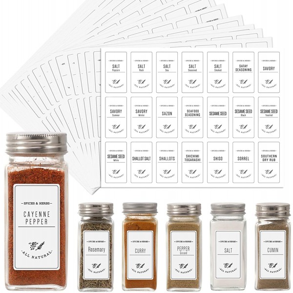 Aozita White 399 Printed Spice Jar Labels Stickers Extra Write on Labels for DIY Farmhouse Waterproof