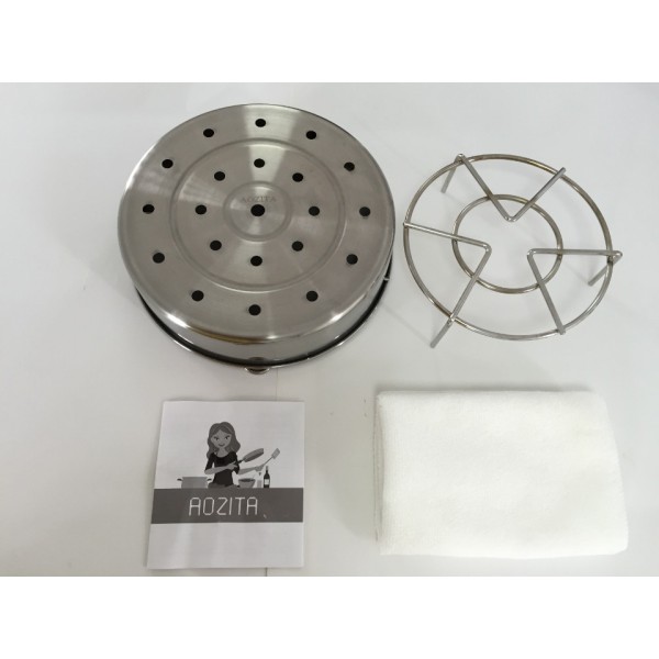 Aozita Steam Rack Basket Set with Removeable Dividers for Instant Pot and other 5/6/8 qt Pressure Cooker with Streaming Recipe and Cleaning Cloth