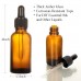 12, 1 oz Dropper Bottles for Essential Oils with 3 Stainless Steel Funnels & 1 Long Glass Dropper - 30ml Amber Glass Bottles with Eye Droppers - Tincture Bottles, Leak Proof Travel Bottles for Liquids