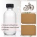 12, 2 oz Small Clear Glass Bottles (60ml) with Lids & 3 Stainless Steel Funnels - Boston Round Sample Bottles for Potion, Juice, Ginger Shots, Oils, Whiskey, Liquids - Mini Travel Bottles, NO Leakage