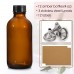 12 Pack, 4 OZ Glass Amber Bottles with Black Poly Cone Cap & 3 Stainless Steel Funnels & 12 Labels - 120ml Boston Round Sample Bottles, Brown Glass Apothecary Bottles