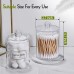 6 Pack Qtip Holder Dispenser for Cotton Ball & Swab & Round Pads with 12 Labels - Premium Clear Plastic Apothecary Jar Set, Bathroom Canister Storage Organization, Vanity Makeup Organizer