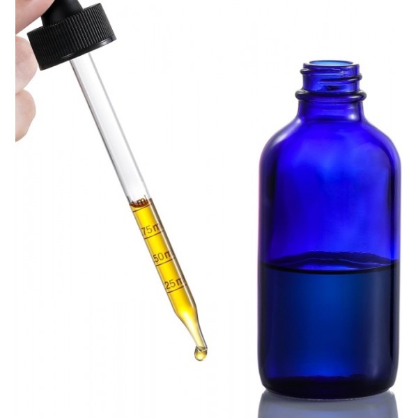 4 Pack 4oz Glass Dropper Bottles with Measured Dropper - 120ml Dark Blue Tincture Bottles with Calibrated Glass Eye Droppers (1ml), Leakproof Essential Oils Bottles for Health, Personal Care & Beauty